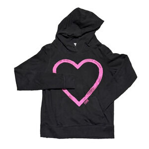 Victoria’s Secret Pink Color Pink & Black Heart Logo Hoodie Zip-Up Size S